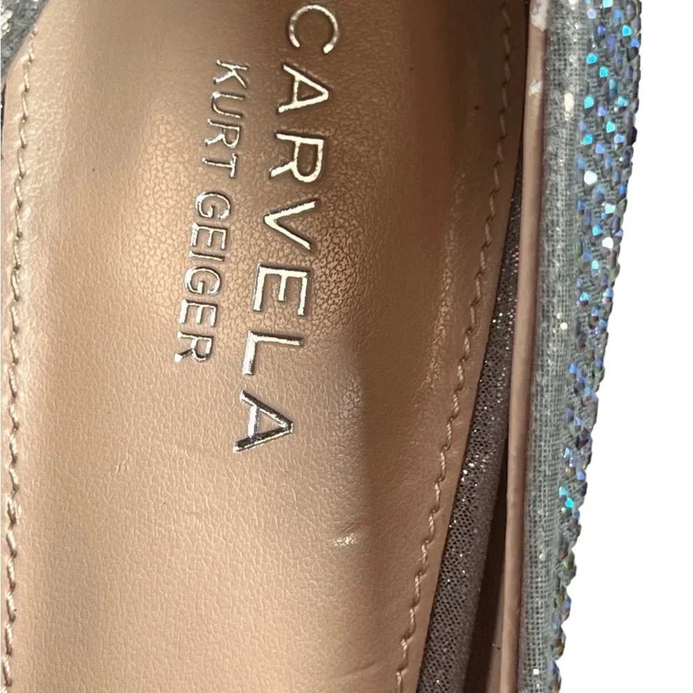 Carvela Kurt Geiger Silver Metallic Lovebird Crystal-embellished Satin Stilettos - Picture 3 of 10